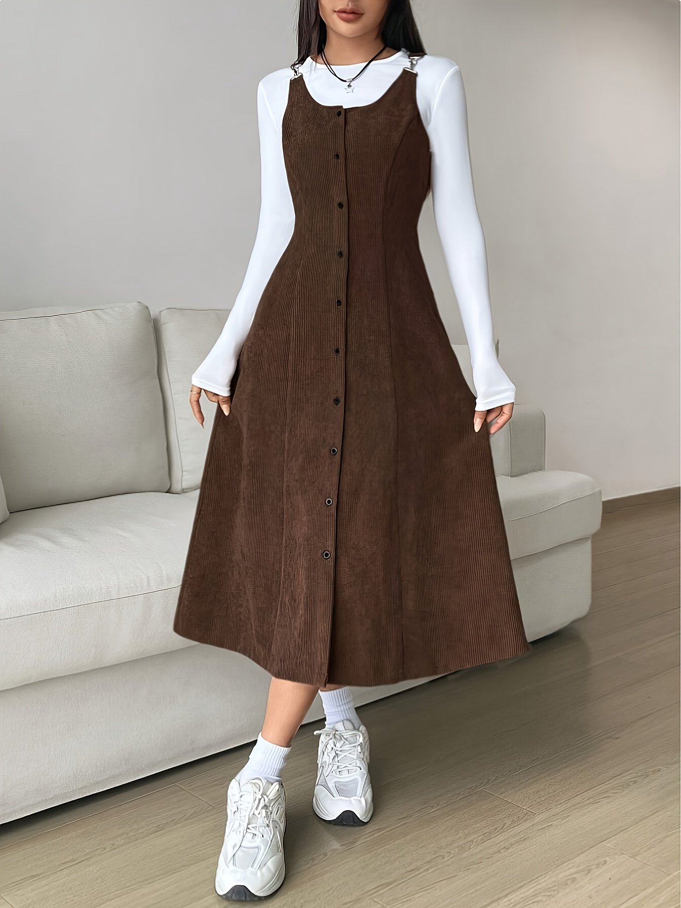 Women'S Sleeveless Button- Long Strap Dress YY0717055 - Image 3